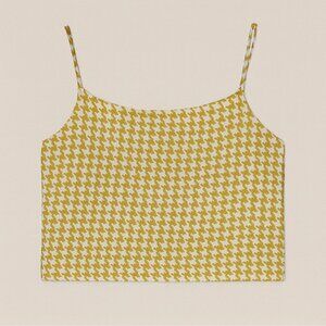Forever 21 Crop Cami Retro Yellow Pattern